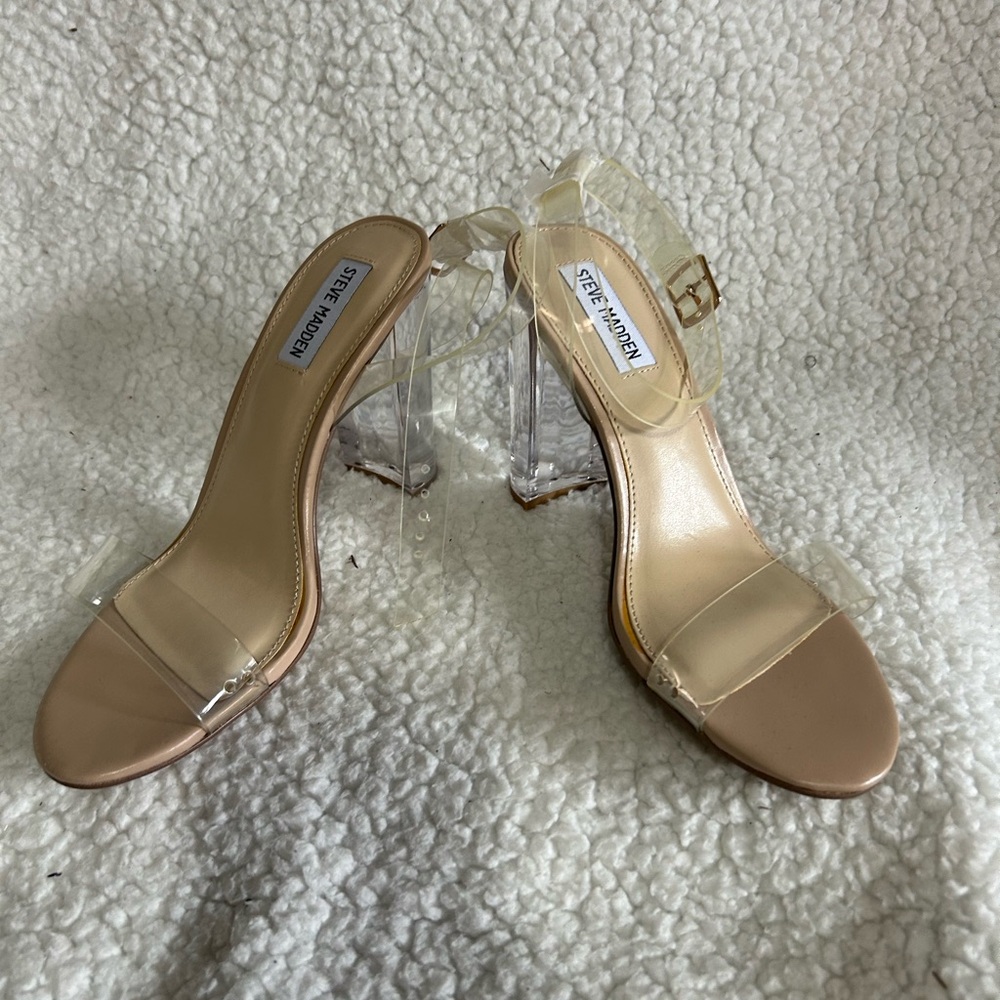 Steve Madden Clear Strap Heels - Tan